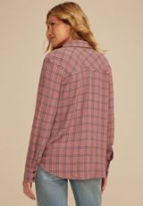 Pucker Plaid Button Down Shirt, SOFT MAUVE COMBO, small