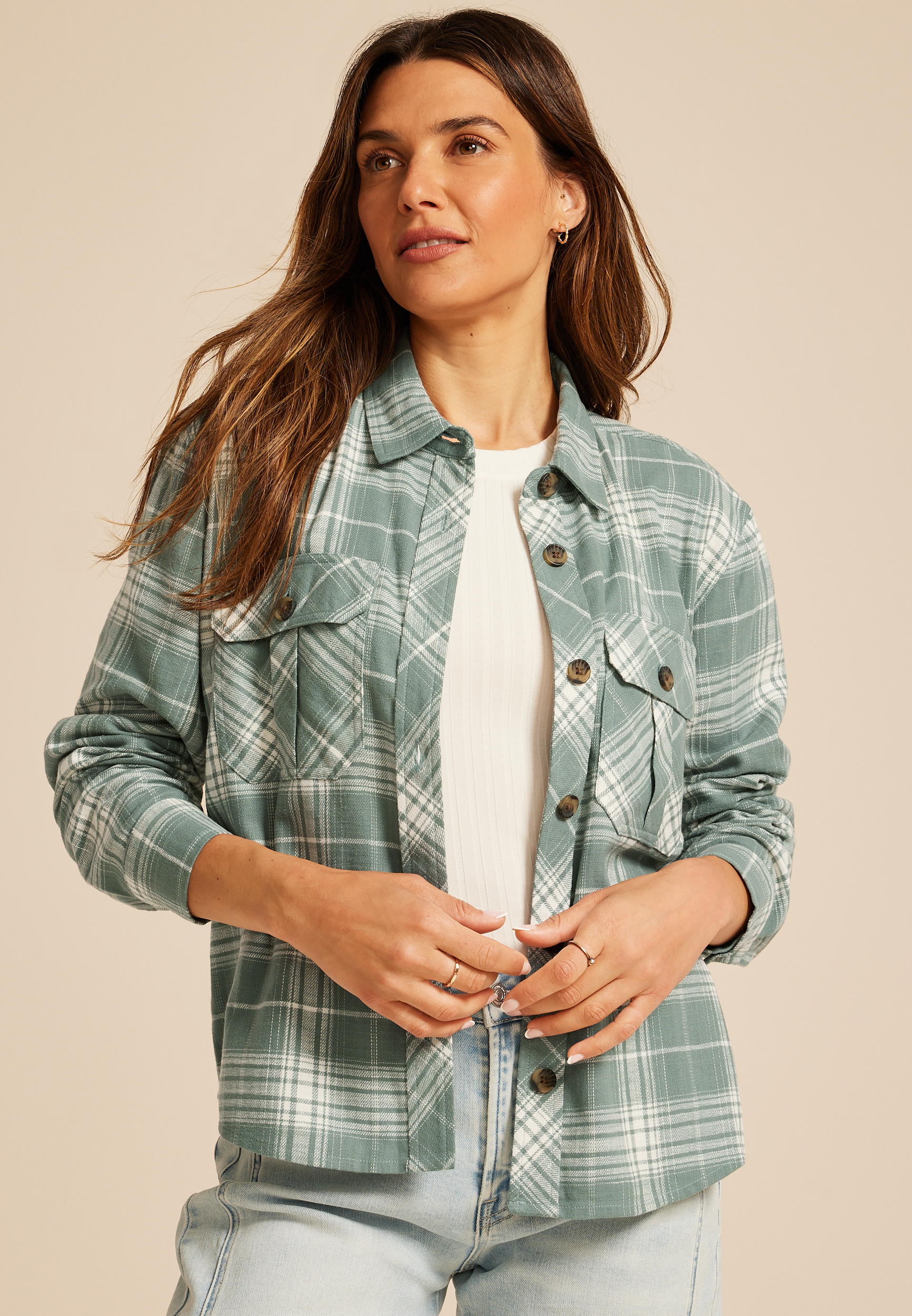 Shorty Utility Plaid Button Down Shirt