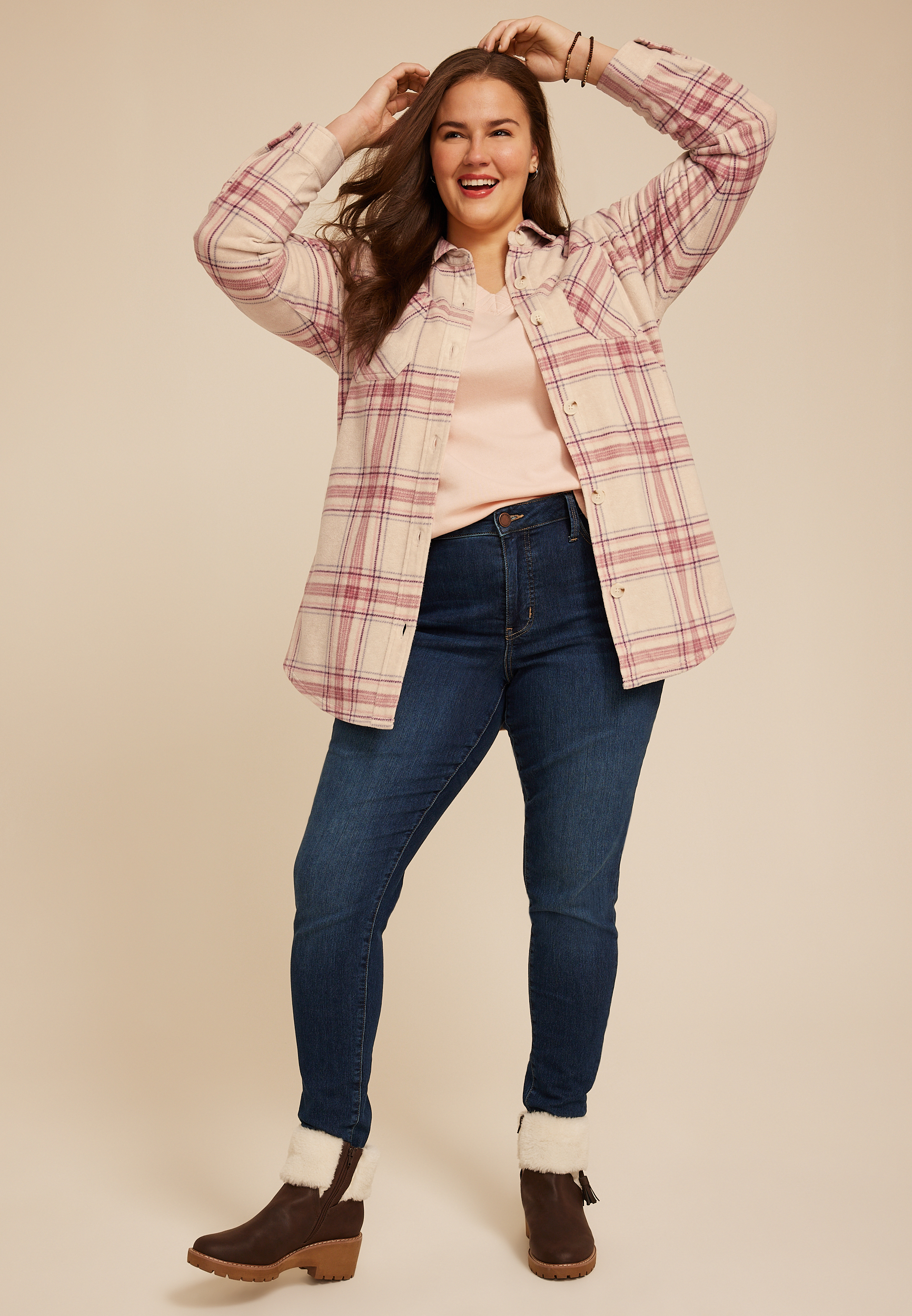 Plus Size Wilder Fleece Shacket, C1524, large
