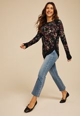 Haven Floral Round Hem Tunic, BLACK COMBO, small