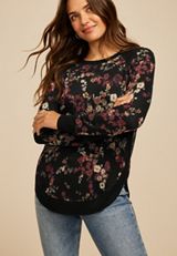 Haven Floral Round Hem Tunic, BLACK COMBO, small
