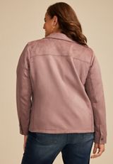 Plus Size Mauve Faux Suede Moto Jacket, C9247, small