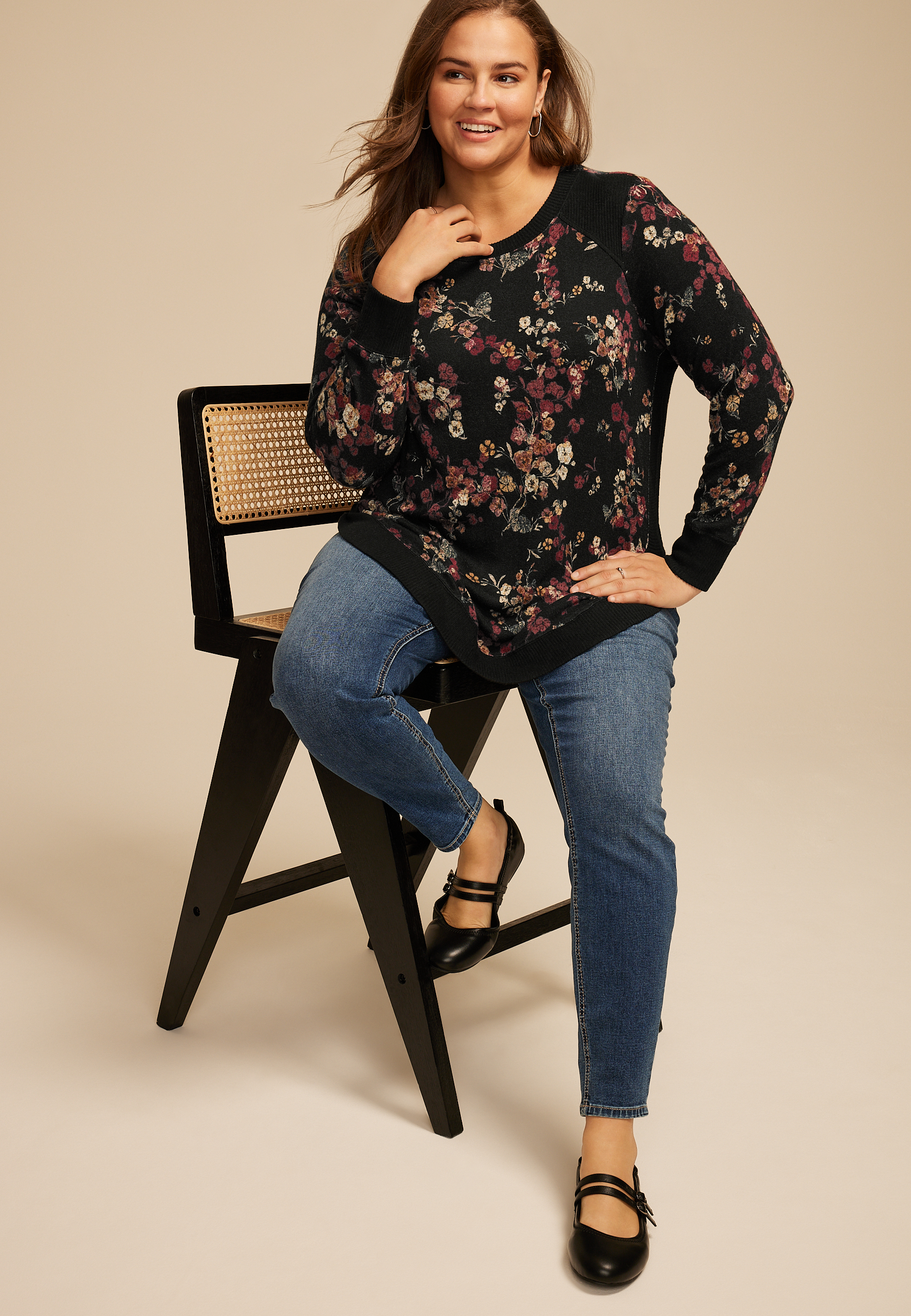 Plus Size Haven Floral Round Hem Tunic, C1756, large