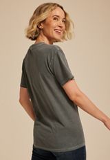 Mama Floral Embroidered Relaxed Graphic Tee, GRAY, small