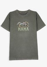 Mama Floral Embroidered Relaxed Graphic Tee, GRAY, small