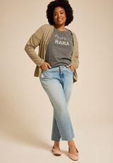 Plus Size Mama Floral Embroidered Relaxed Graphic Tee, C829, small