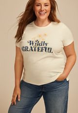 Plus Size Wildly Grateful Classic Fit Graphic Tee, , small