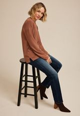 24/7 Ottoman Rib Long Sleeve Tee, CAROB BROWN, small