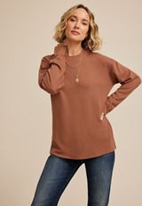 24/7 Ottoman Rib Long Sleeve Tee, CAROB BROWN, small