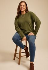 Plus Size 24/7 Ottoman Rib Long Sleeve Tee, C1374, small