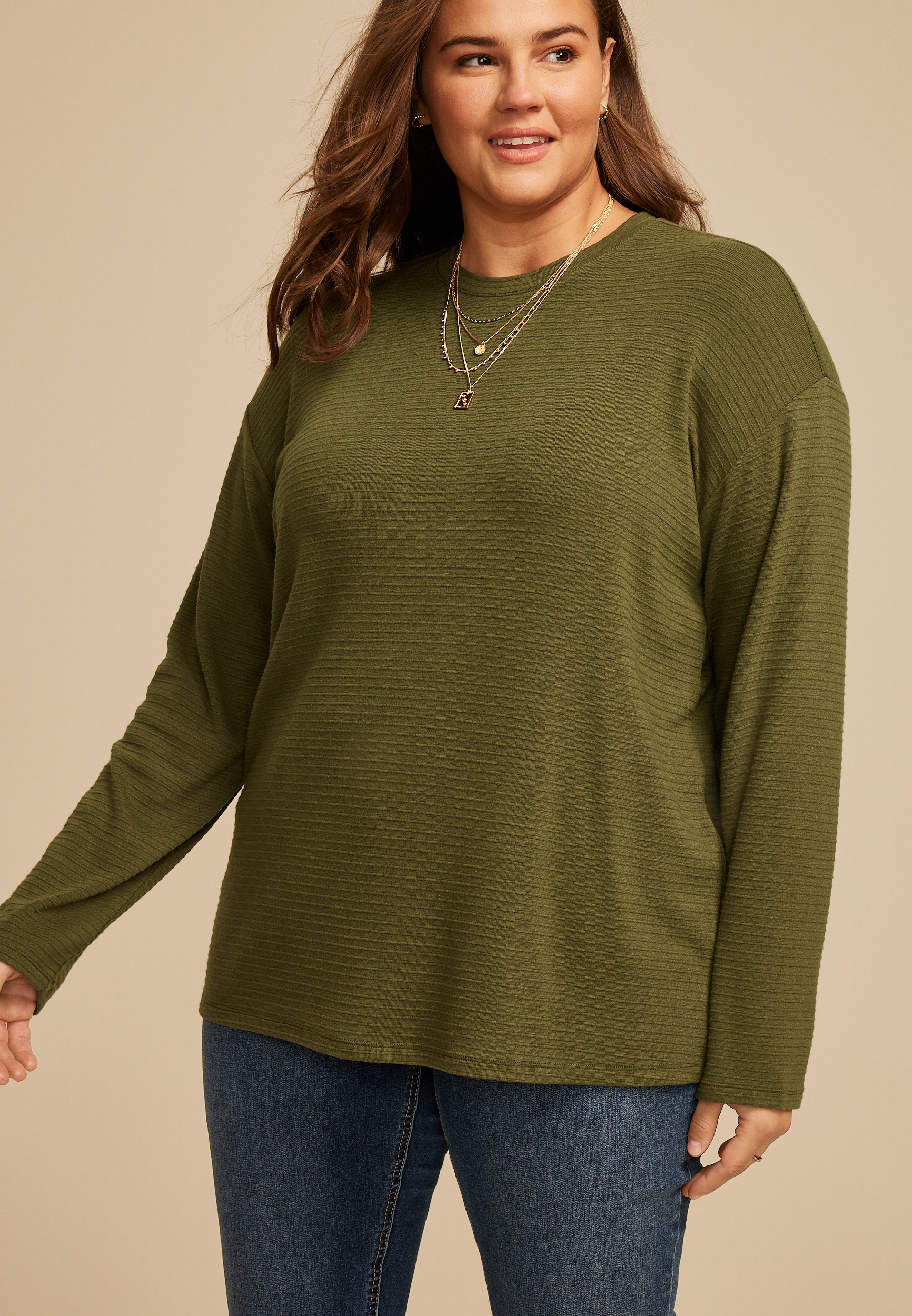 Plus Size 24/7 Ottoman Rib Long Sleeve Tee