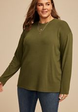 Plus Size 24/7 Ottoman Rib Long Sleeve Tee, C1374, small