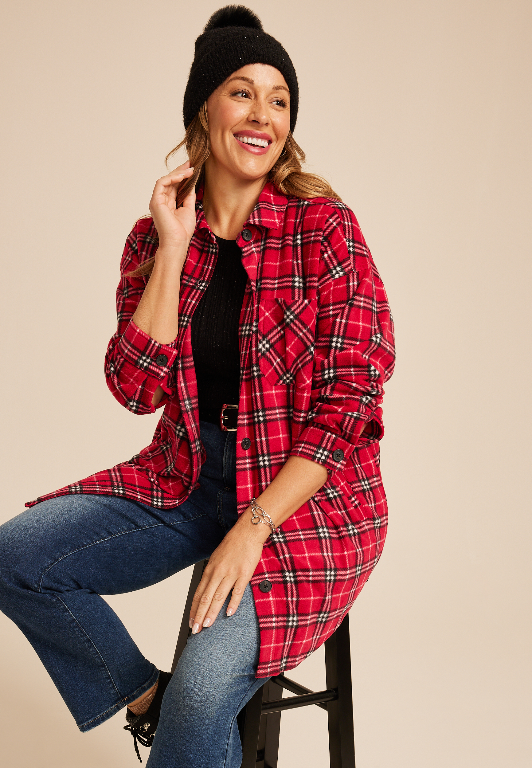 Plus Size Wilder Fleece Shacket, C7044, large