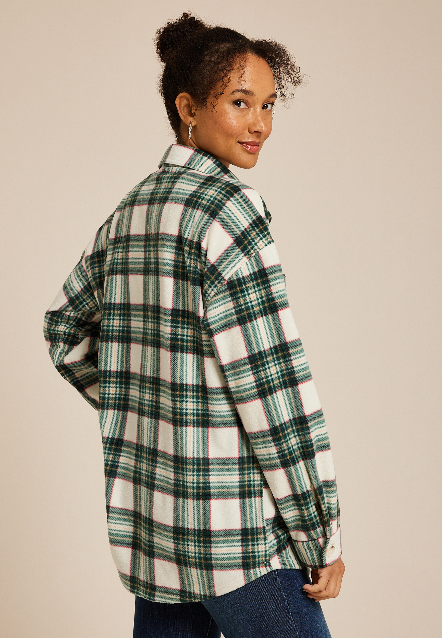 Wilder Fleece Shacket, MYRTL GREEN COMBO, large