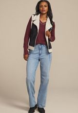 Embroidered Notch Neck Ribbed Long Sleeve Tee, C5212, small