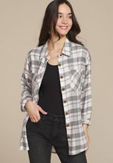Plaid Boyfriend Button Down Shirt, C1939, small