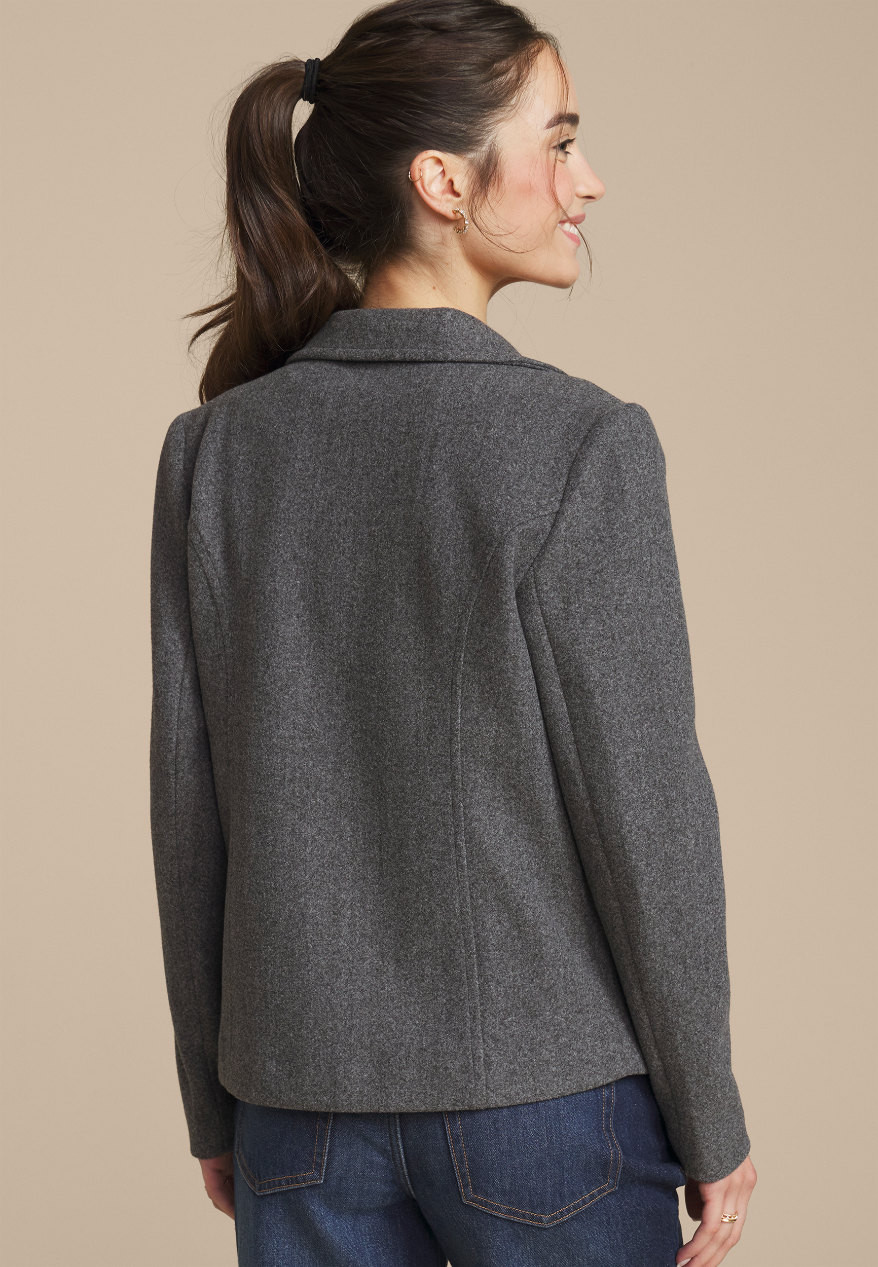 Gray Moto Blazer Jacket, C125, large