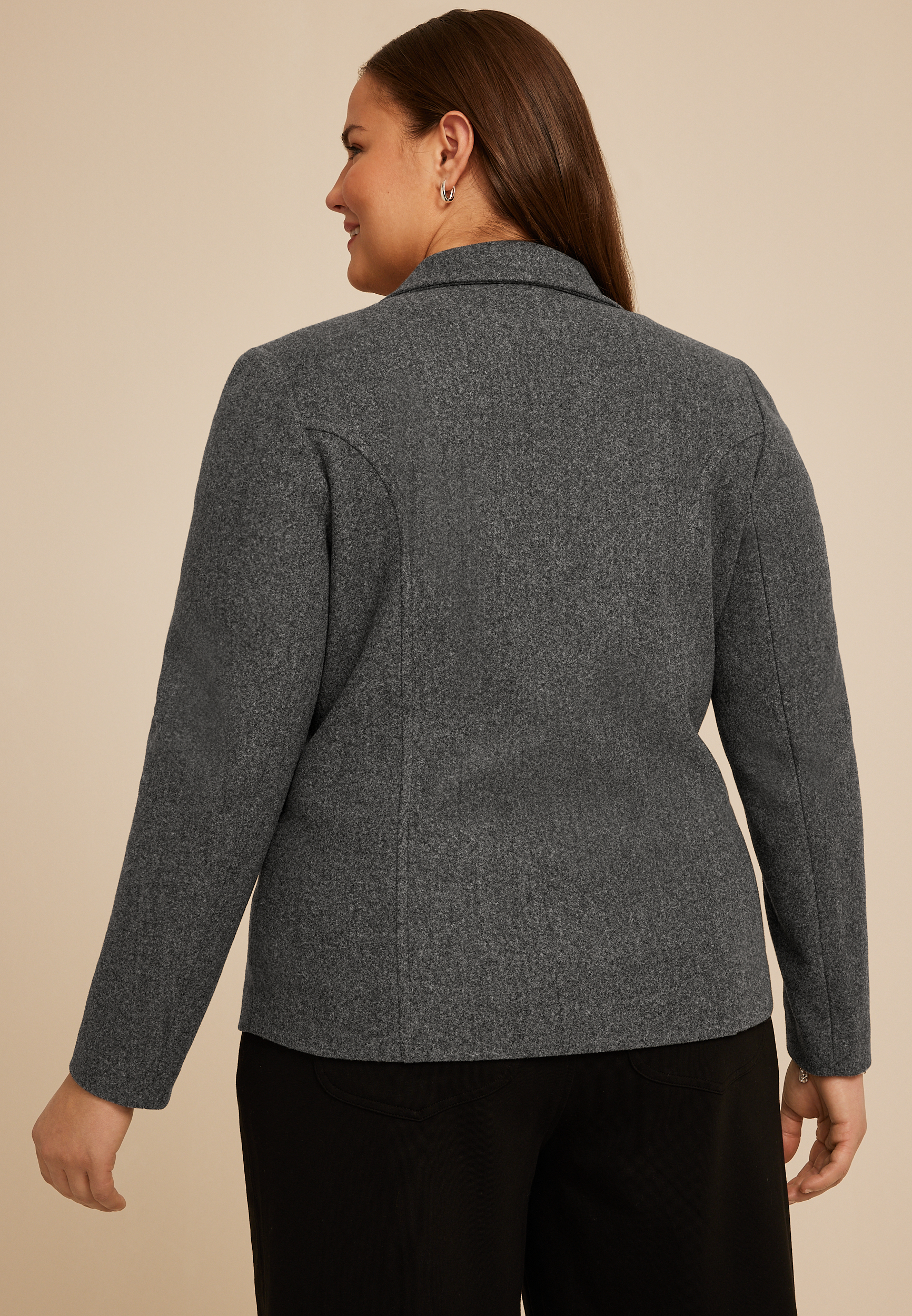 Plus Size Gray Moto Blazer Jacket, CHARCOAL, large