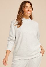 Plus Size Dream Fleece Mock Neck Sweatshirt, LIGHT HEATHER GRAY, small