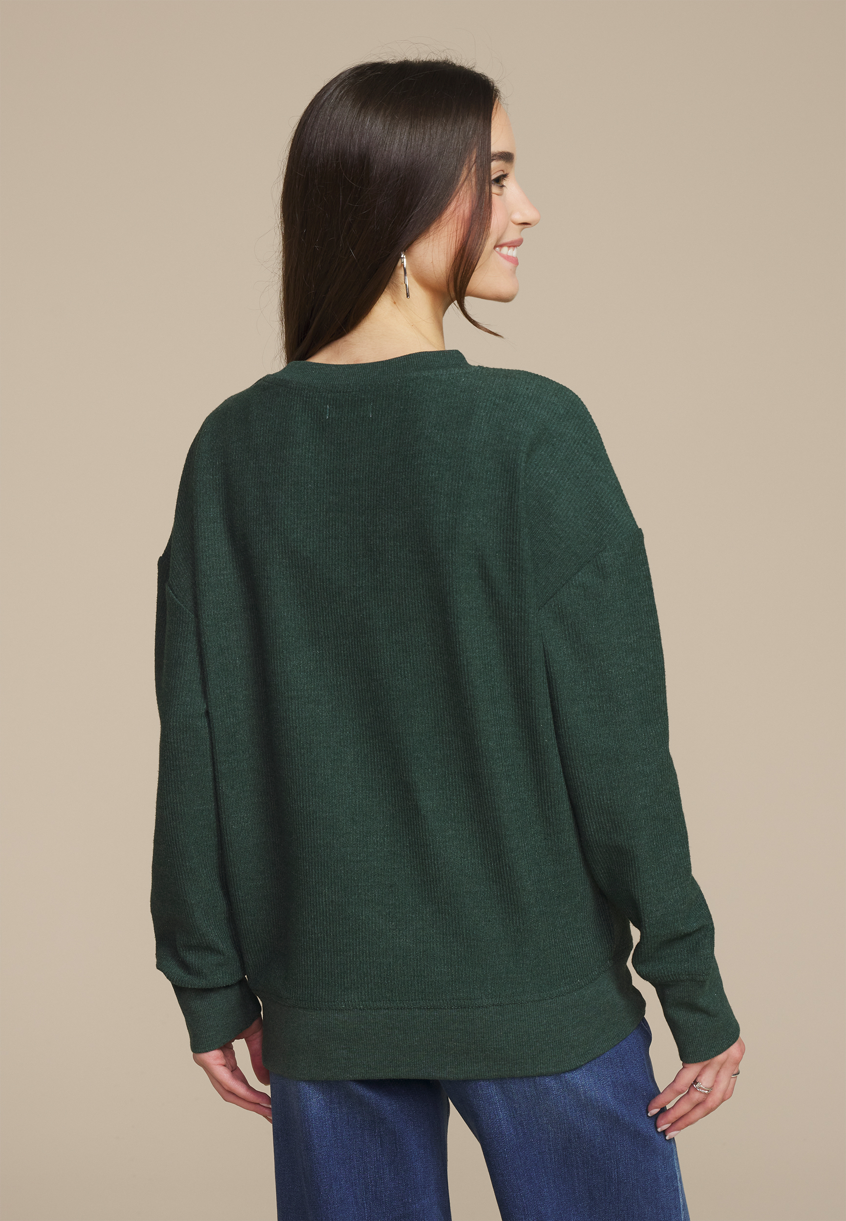 Merry Embroidered Relaxed Fit Sweatshirt, , large