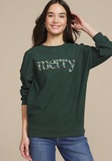Merry Embroidered Relaxed Fit Sweatshirt, , small
