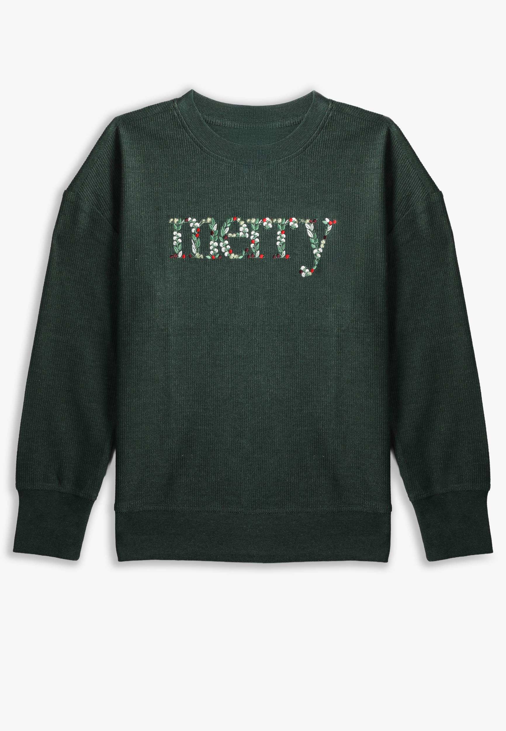 Merry Embroidered Relaxed Fit Sweatshirt, , large