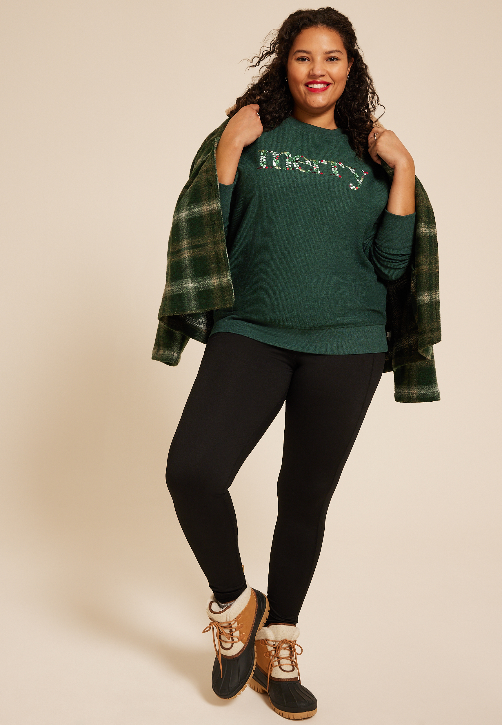 Plus Size Merry Embroidered Relaxed Fit Sweatshirt