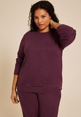 Plus Size Dream Fleece Crew Neck Sweatshirt, POTENT PURPLE, small
