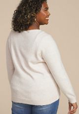 Plus Size Bow Tie Front Cardigan, OATMEAL HEATHER, small