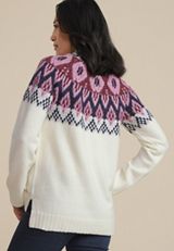 Abstract Fair Isle Mock Neck Sweater, C3986, small