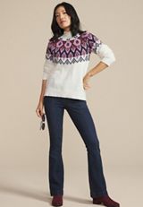 Abstract Fair Isle Mock Neck Sweater, C3986, small