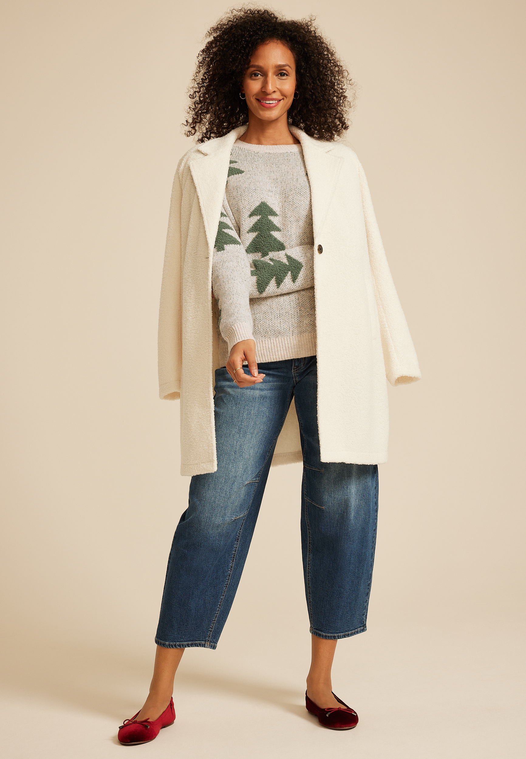 Evergreen Teddy Knit Sweater, , large