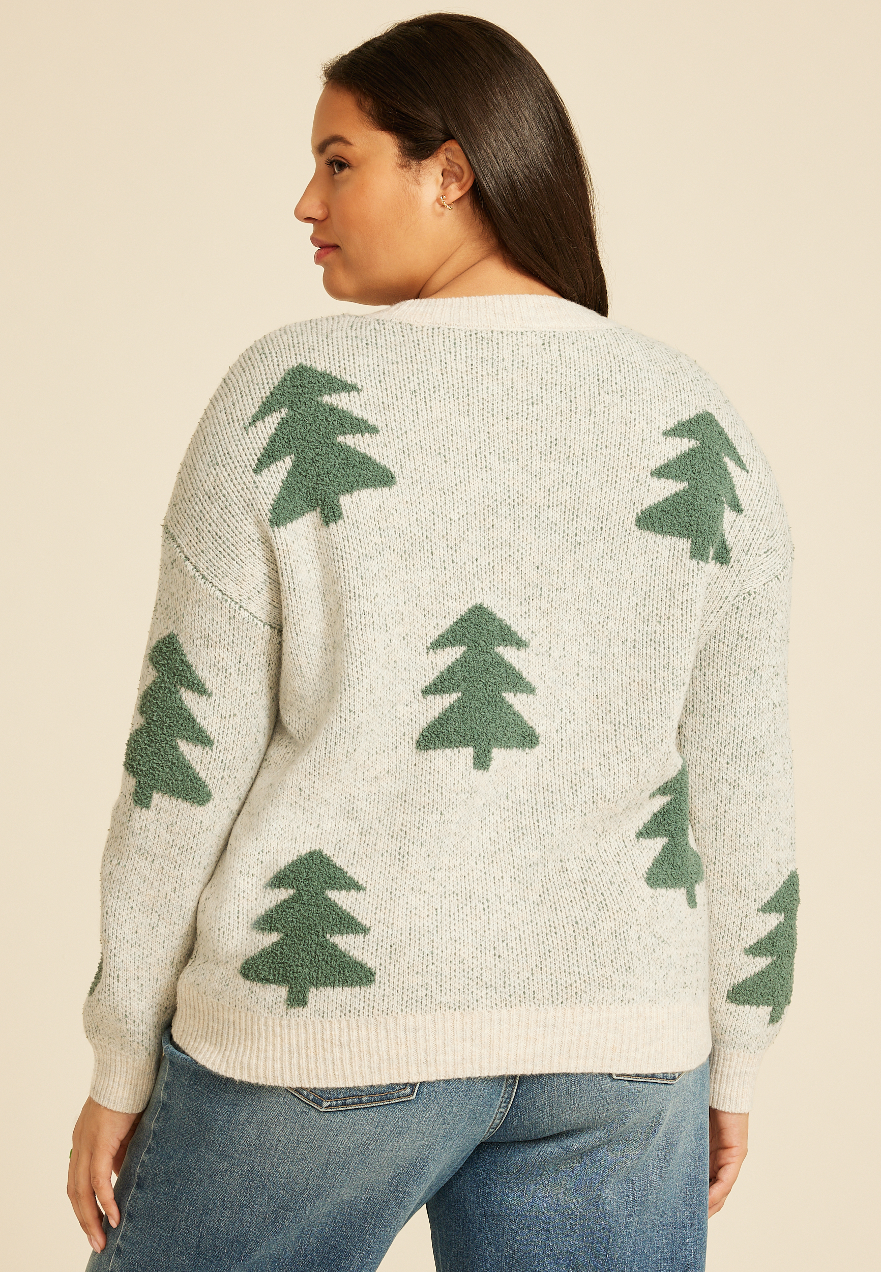 Plus Size Evergreen Teddy Knit Sweater, C3986, large
