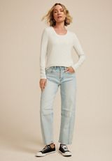 24/7 Brushed Ribbed Scoop Neck Tee, LIGHT HEATHER GRAY, small