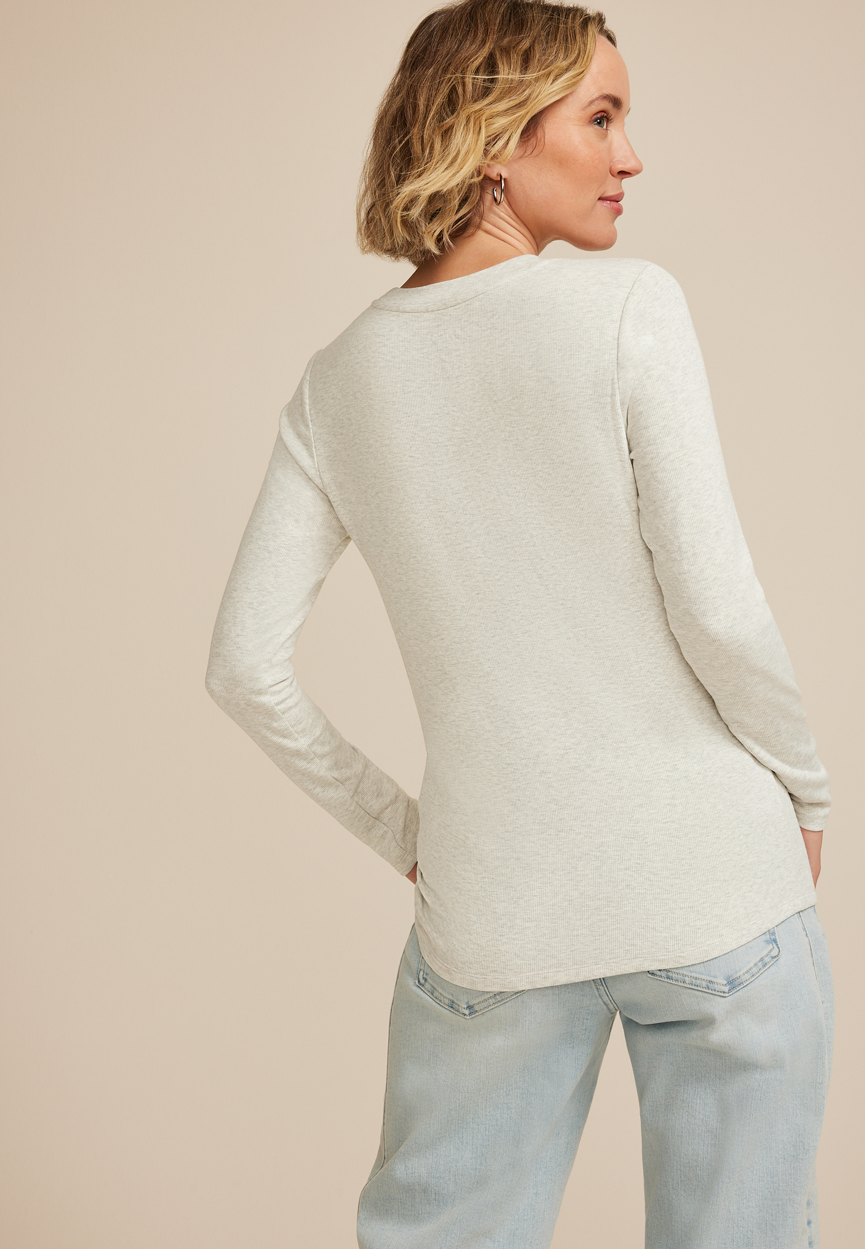 24/7 Brushed Ribbed Scoop Neck Tee, LIGHT HEATHER GRAY, large