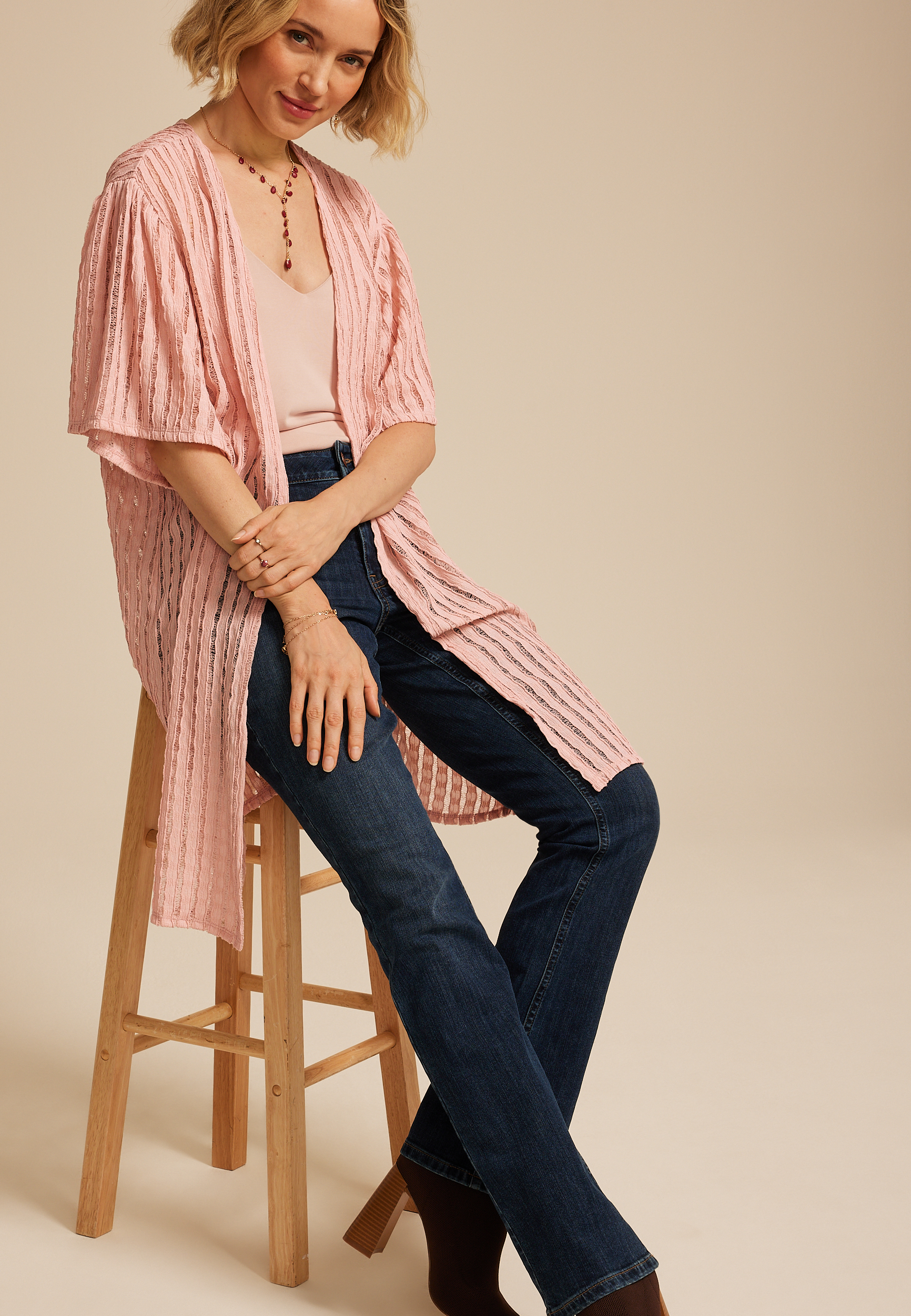 Lace Stretch Kimono, C286, large