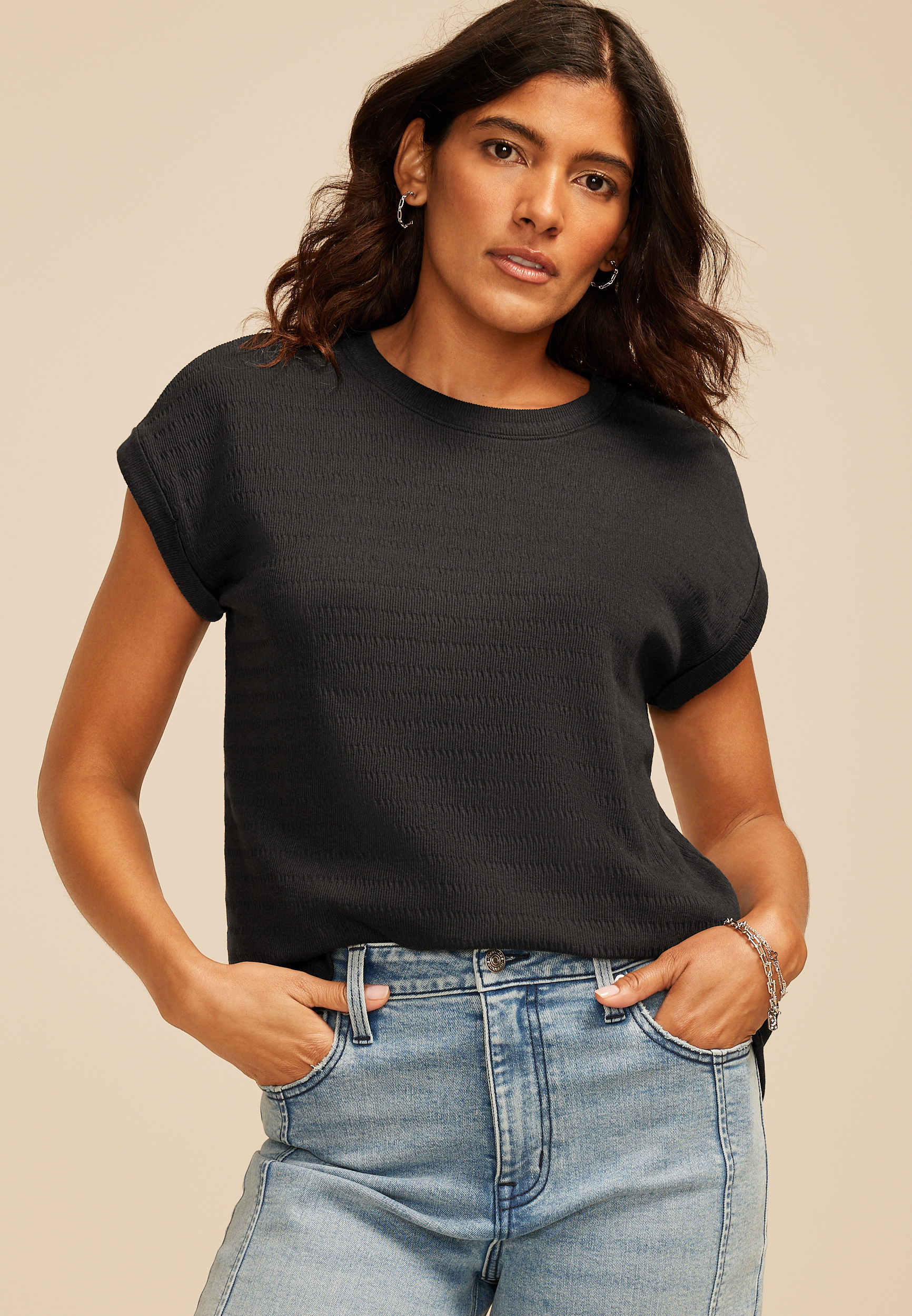 24/7 Textured Ribbed Clara Tee
