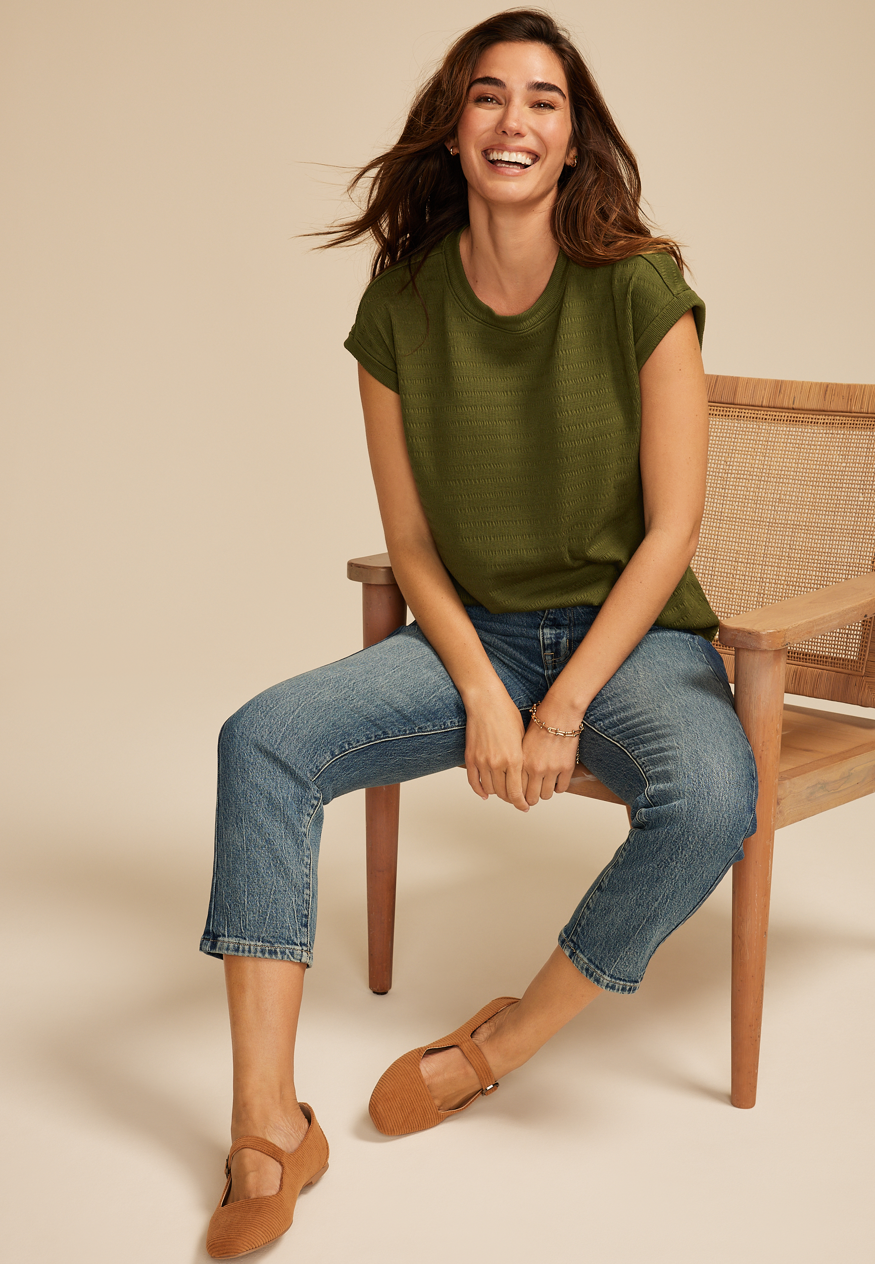 24/7 Textured Ribbed Clara Tee