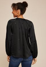 Sequin Embellished Balloon Sleeve Blouse, , small