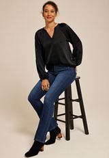 Sequin Embellished Balloon Sleeve Blouse, , small