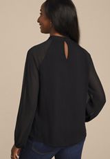Mock Neck Long Sheer Sleeve Blouse, C106, small