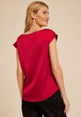Satin Cowl Neck Blouse, , small