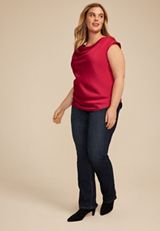 Plus Size Satin Cowl Neck Blouse, , small