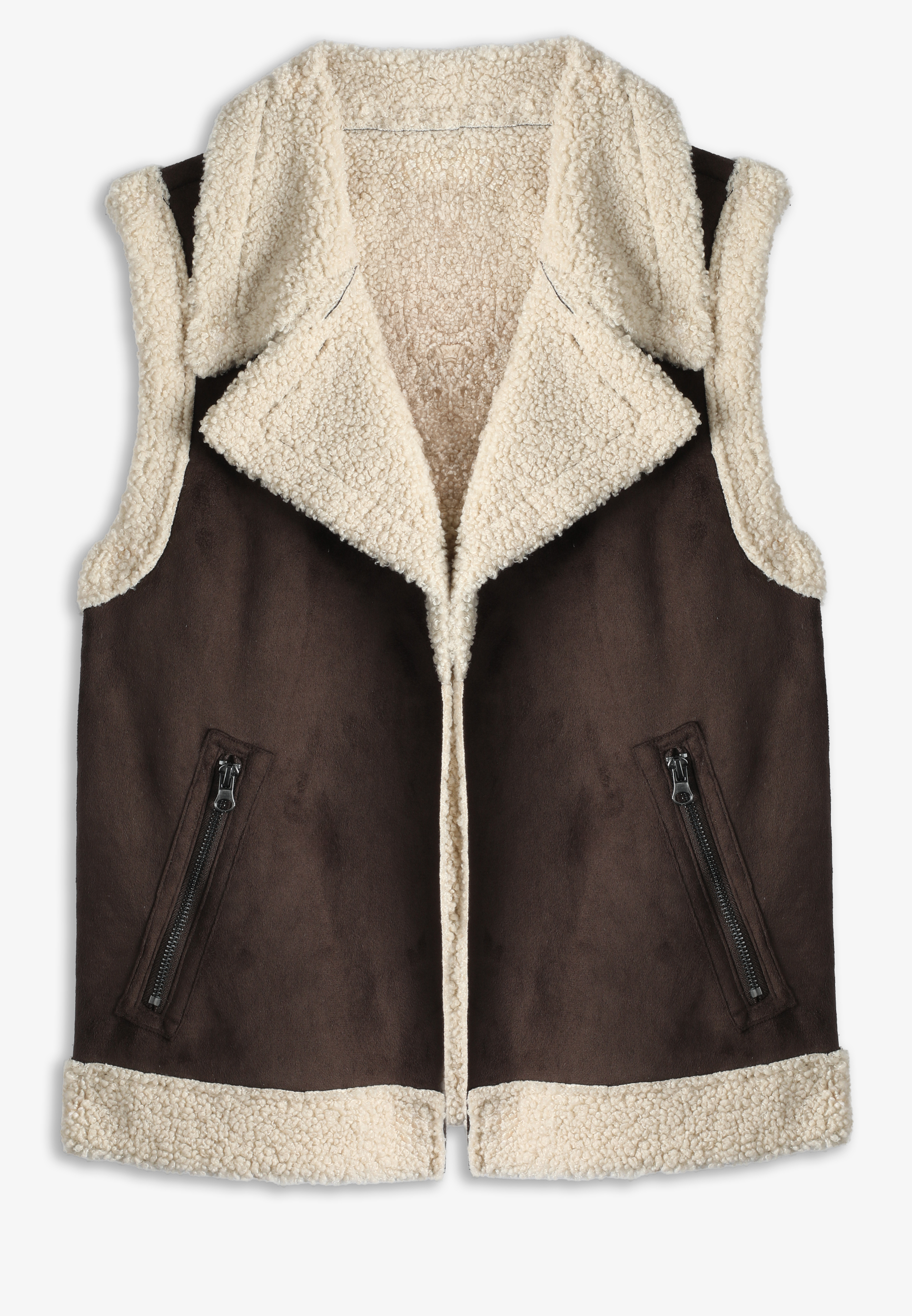 Faux Suede Bonded Shearling Vest