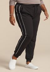Plus Size High Rise Piping Traveler Pull On Pant, , small