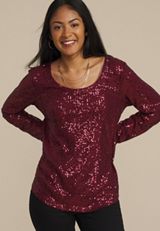 Studio Y Sequin Scoop Neck Top, C830, small