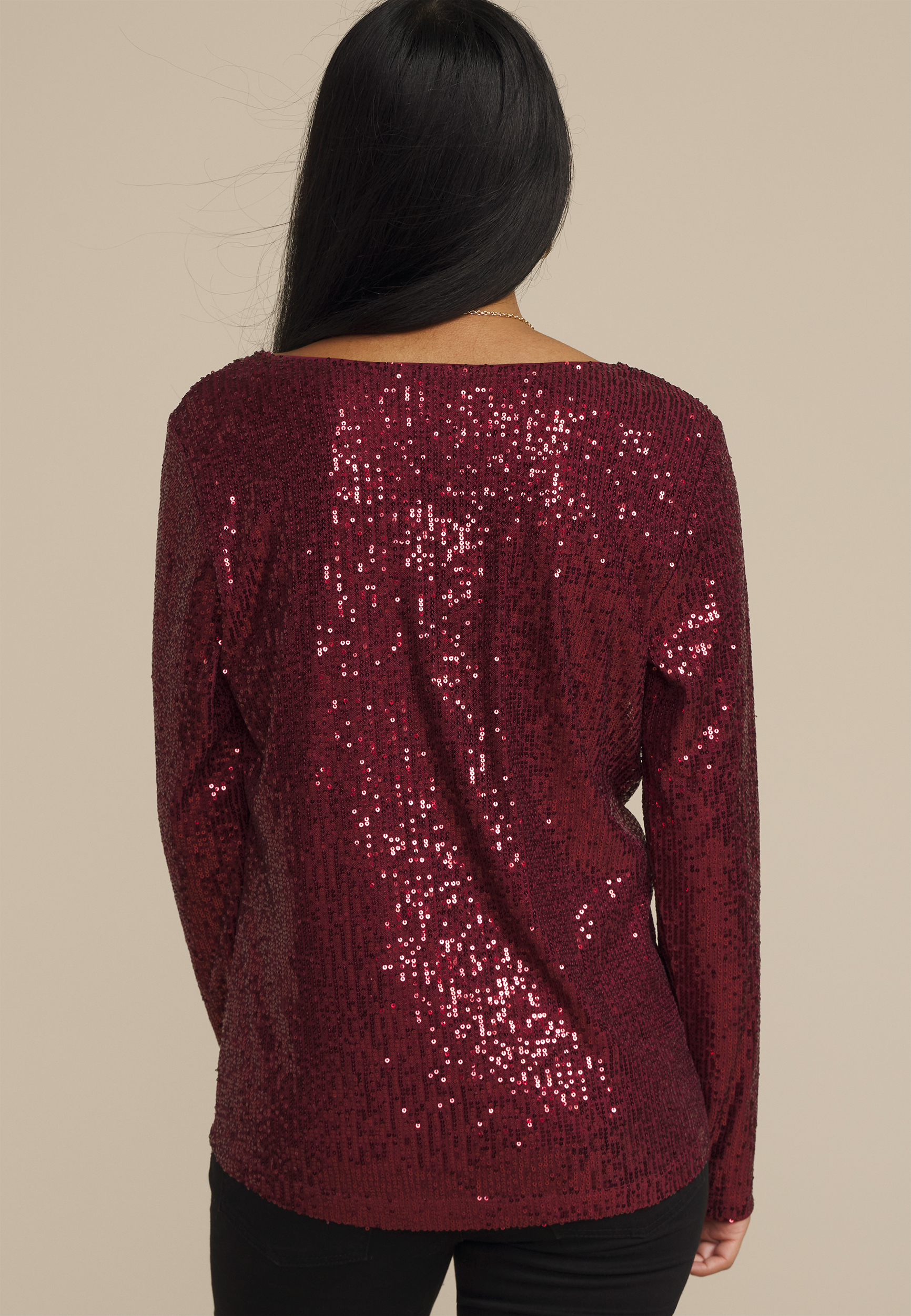 Studio Y Sequin Scoop Neck Top