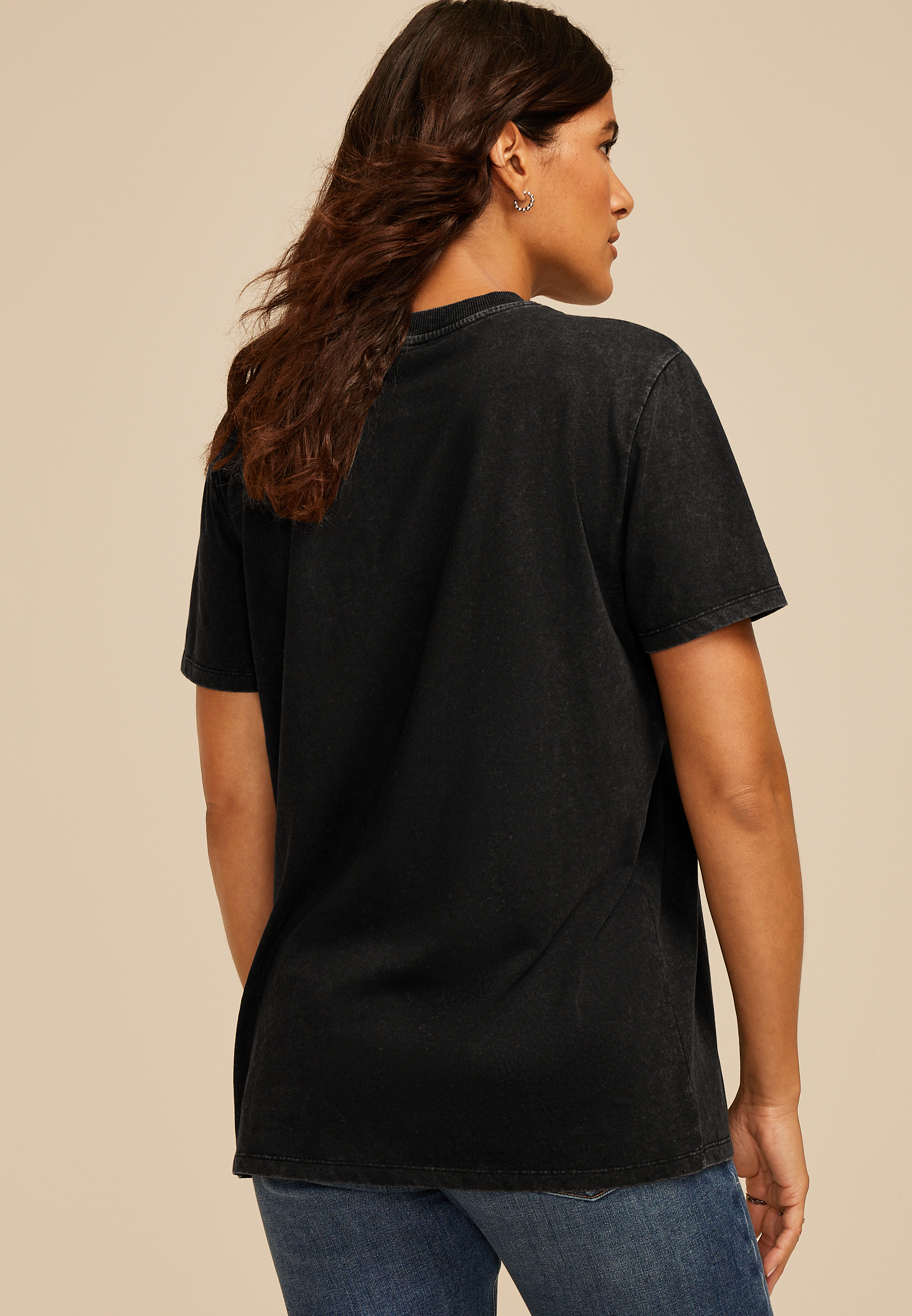 The Rock Rolling Stones Rhinestone Oversized Fit Graphic Tee, BLACK, large
