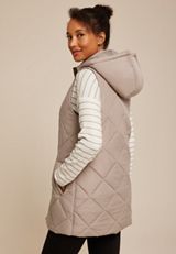 Quilted Long Hooded Vest, C8064, small