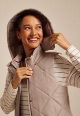 Quilted Long Hooded Vest, C8064, small